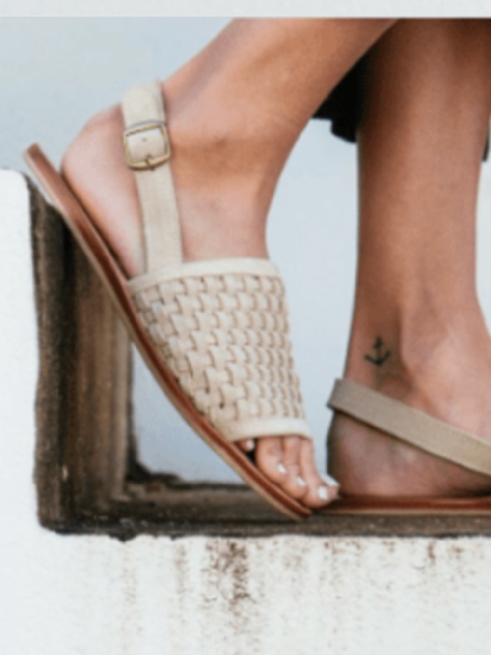 ST. AGNI Darci Tan Leather Platted Sandal